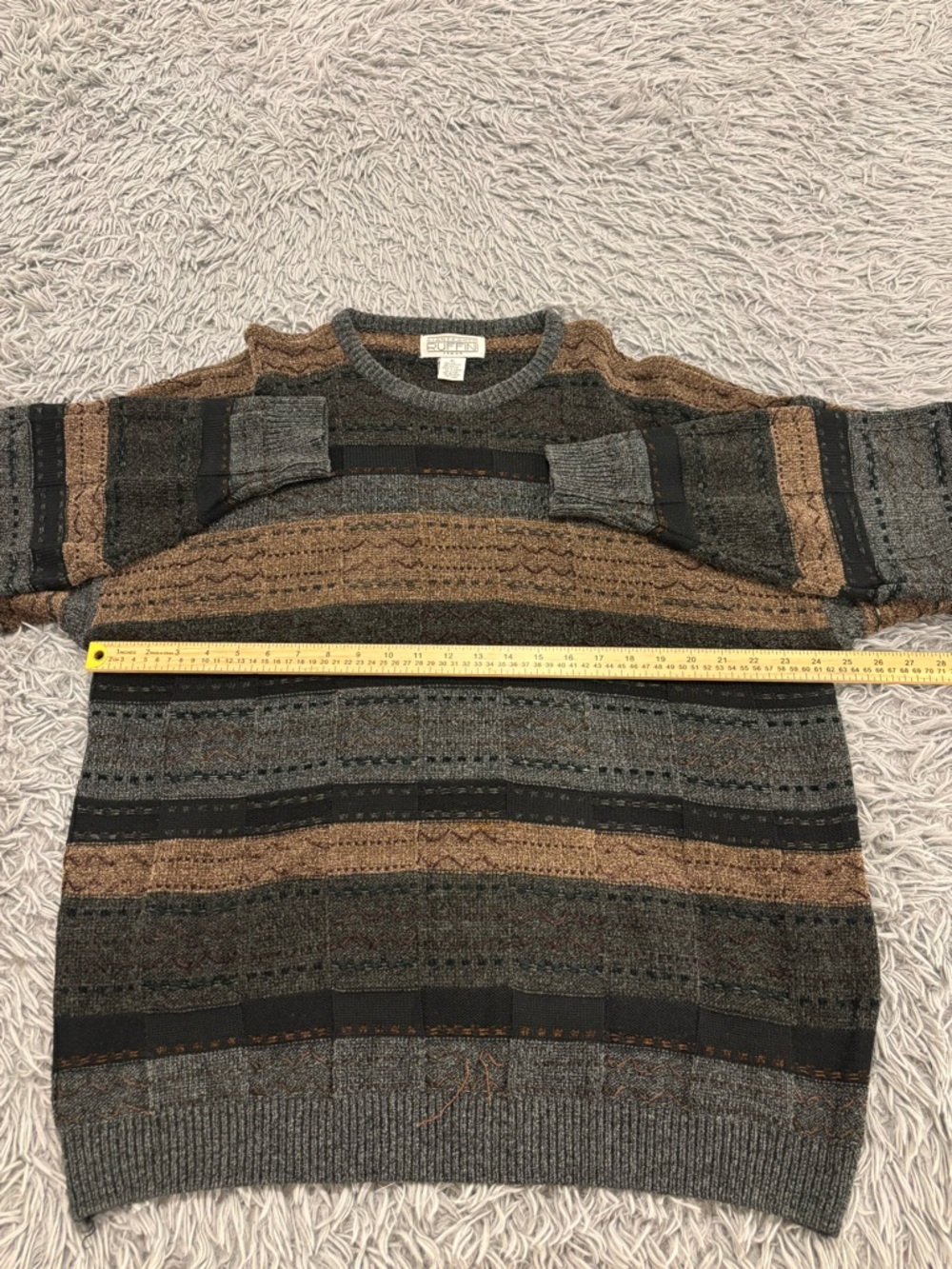 Vintage Gianfranco Ruffini Italy Sweater Men Size XL Brown Grandpa Abstract Y2K - Picture 5 of 6